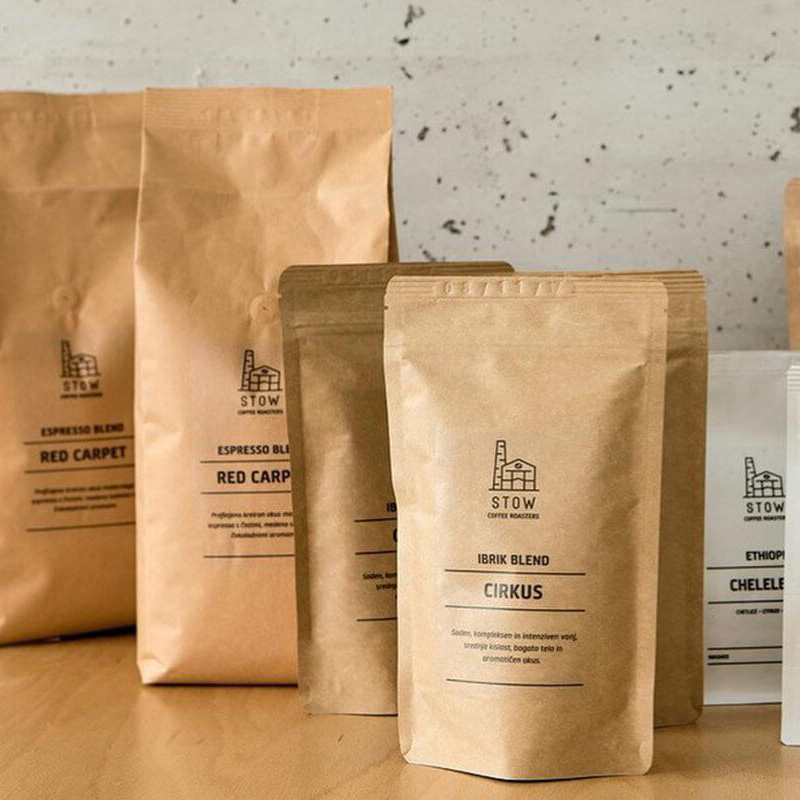 Lystæt kaffe kraftpapirpose